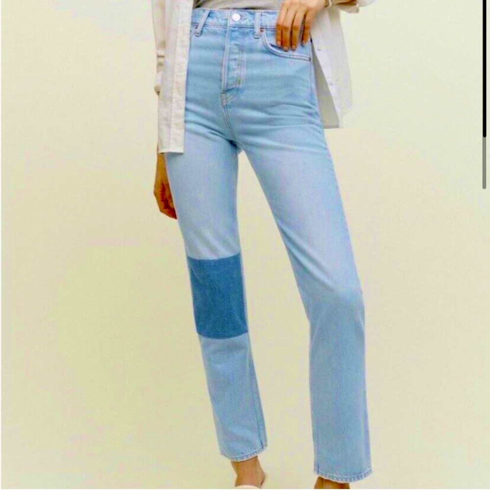 Reformation Cynthia Patch High Rise Straight Jean